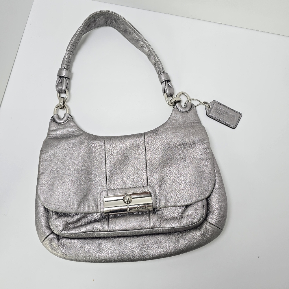 Coach Kristin Hobo crossbody shoulder bag Metallic Silver B1169-16931